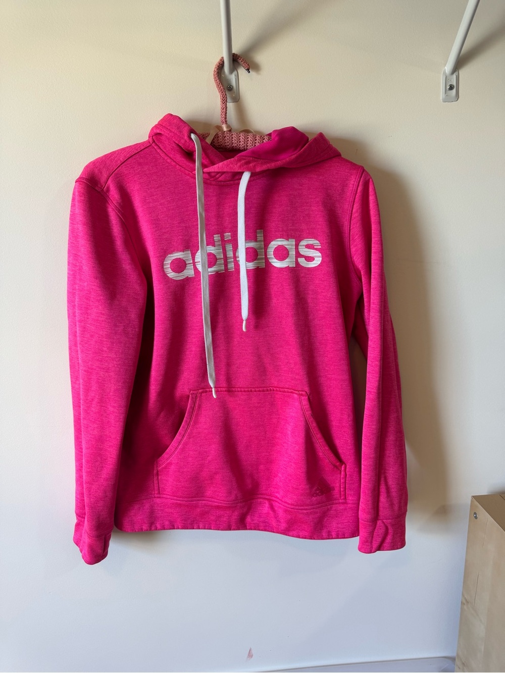adidas Pink Women's Pullover Hoodie with White Logo